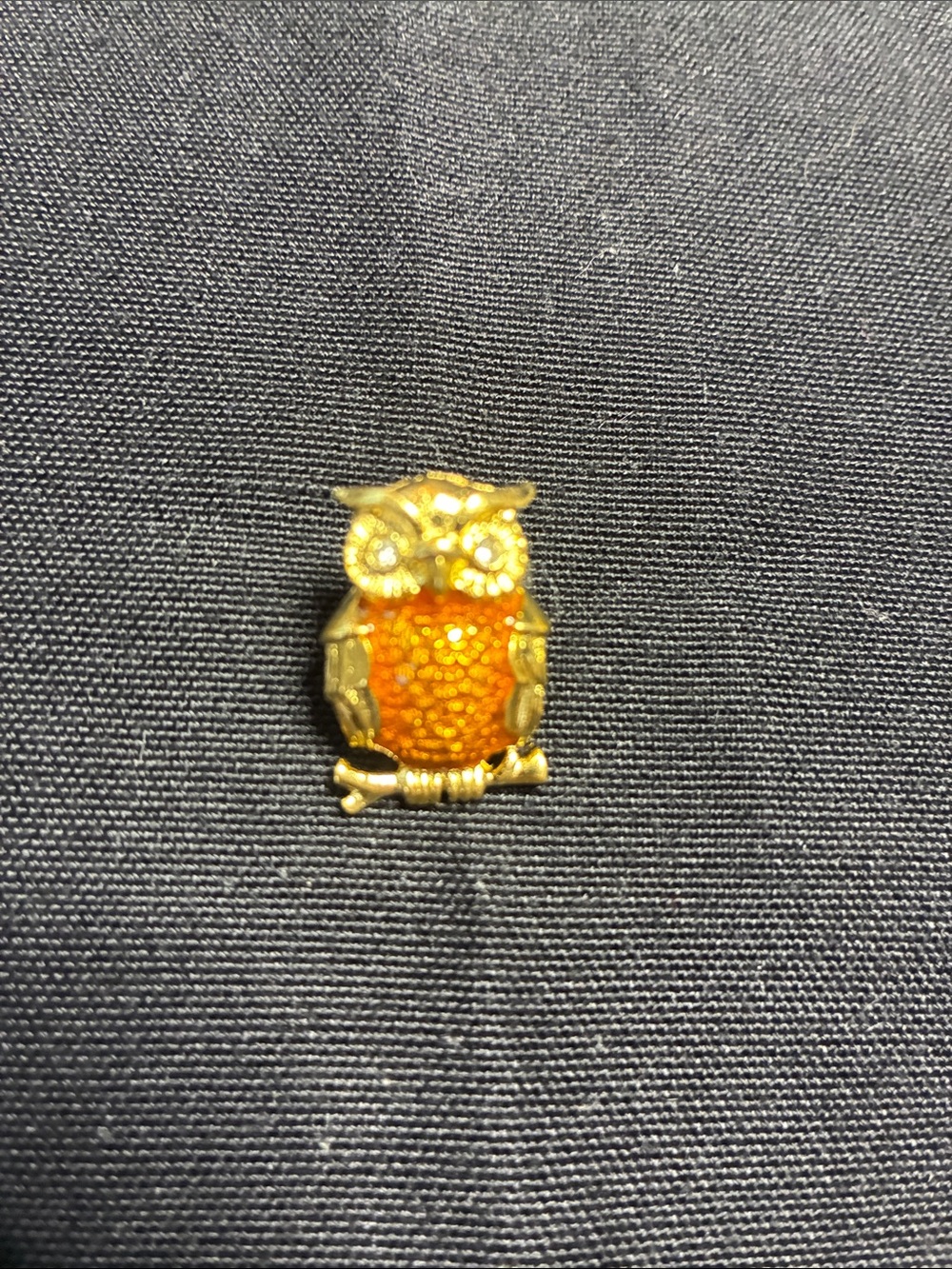 Vintage Avon Gold and Orange Owl Small pin brooch
